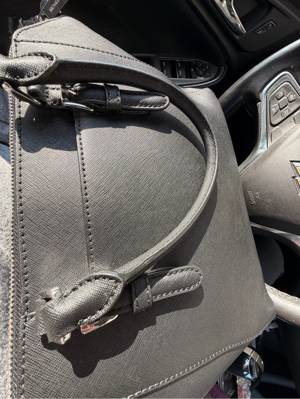 Michael Kors Black Saffiano Satchel with Silver Hardware - Picture 5 of 8